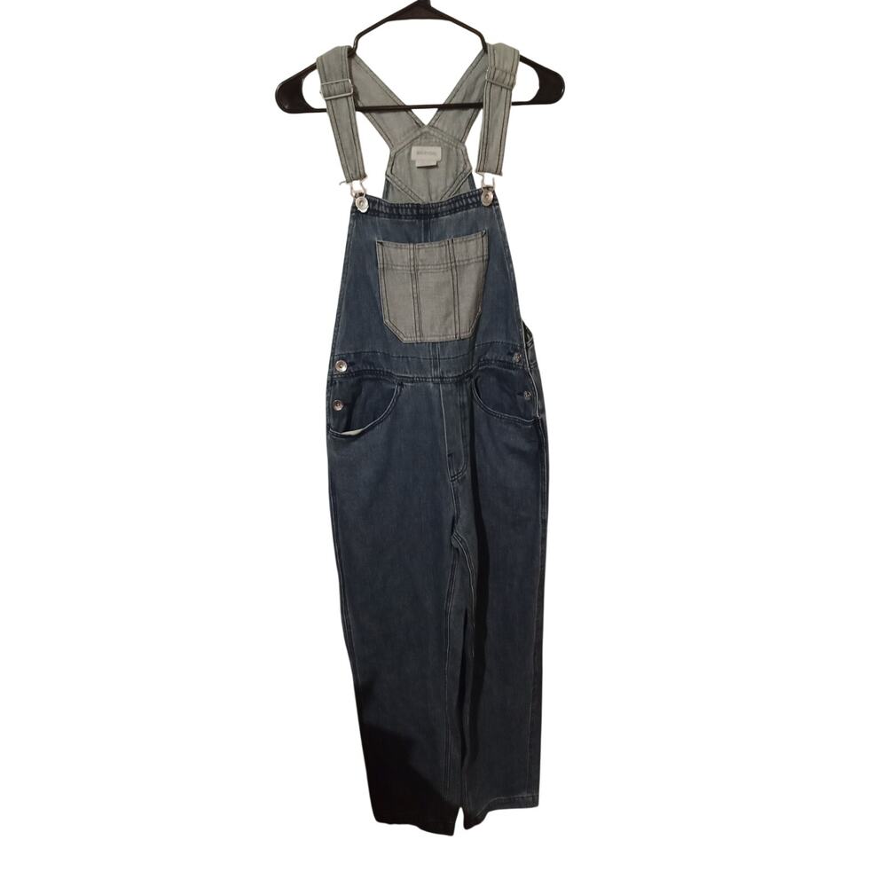 Brixton Costa Two Tone Oversized Denim Overalls Relaxed Fit Casual Size XS - Picture 2 of 14